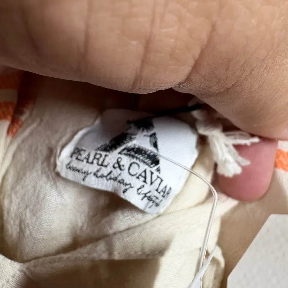 Pearl and Caviar Baby Girl Size 2/4 Apricot Zakar Romper Orange Tassel